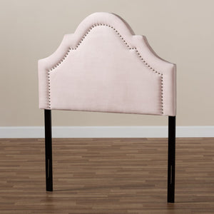 Baxton Studio Baxton Studio Rita Light Pink Velvet Twin Headboard – Elegant Arched Design with Nailhead Trim BBT6567-Light Pink-HB-Twin