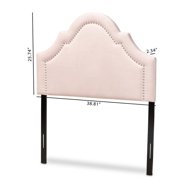 Baxton Studio Baxton Studio Rita Light Pink Velvet Twin Headboard – Elegant Arched Design with Nailhead Trim BBT6567-Light Pink-HB-Twin