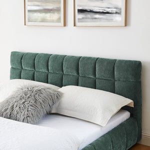 English Elm Queen Chenille Upholstered Platform Bed with Storage Drawers and Padded Headboard Blue+Green W487P235285