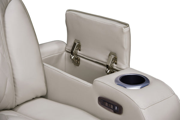 English Elm Jazmina Power Reclining Living Room Set with Bluetooth Led and Wireless Charging White B2749S00279