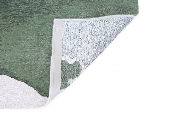 Louis de Pootere Meditation Lagoon 100% PET Poly Mechanically Woven Jacquard Flatweave Abstract Rug Palm Green 7'10"