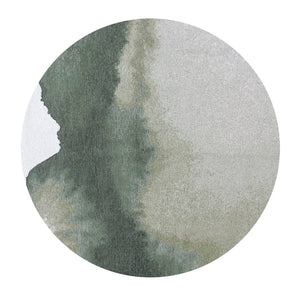 Louis de Poortere Meditation Collection Abstract Ink Blot Area Rug Coastal Teal for Serene Living Spaces Palm Green 9'6 x 9'6 120118