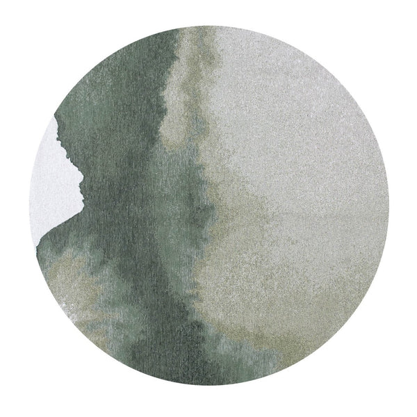 Louis de Poortere Meditation Collection Abstract Ink Blot Area Rug Coastal Teal for Serene Living Spaces Palm Green 9'6 x 9'6 120118
