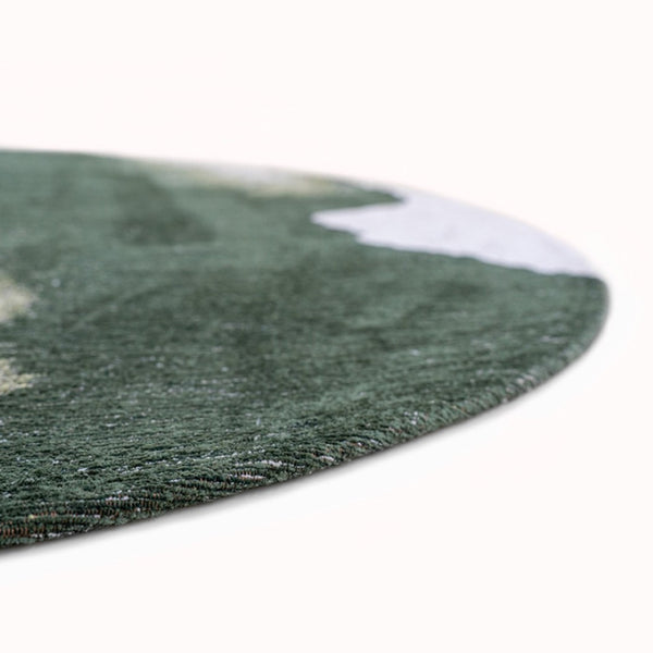 Louis de Poortere Meditation Collection Abstract Ink Blot Area Rug Coastal Teal for Serene Living Spaces Palm Green 9'6 x 9'6 120118