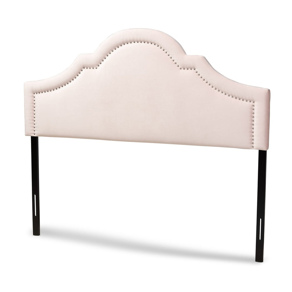 Baxton Studio Baxton Studio Rita Light Pink Velvet Headboard – Modern Adjustable Design with Glam Nailhead Trim BBT6567-Light Pink-HB-Full