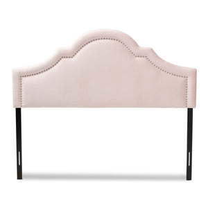 Baxton Studio Baxton Studio Rita Light Pink Velvet Headboard - Elegant Curved Design with Adjustable Height & Glamour BBT6567-Light Pink-HB-Queen