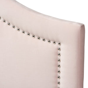 Baxton Studio Baxton Studio Rita Light Pink Velvet Headboard - Elegant Curved Design with Adjustable Height & Glamour BBT6567-Light Pink-HB-Queen