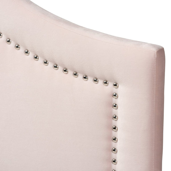 Baxton Studio Baxton Studio Rita Light Pink Velvet Headboard - Elegant Curved Design with Adjustable Height & Glamour BBT6567-Light Pink-HB-Queen