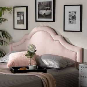 Baxton Studio Baxton Studio Rita Light Pink Velvet Headboard – Modern Adjustable Design with Glam Nailhead Trim BBT6567-Light Pink-HB-Full