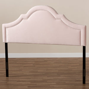 Baxton Studio Baxton Studio Rita Light Pink Velvet Headboard – Modern Adjustable Design with Glam Nailhead Trim BBT6567-Light Pink-HB-Full