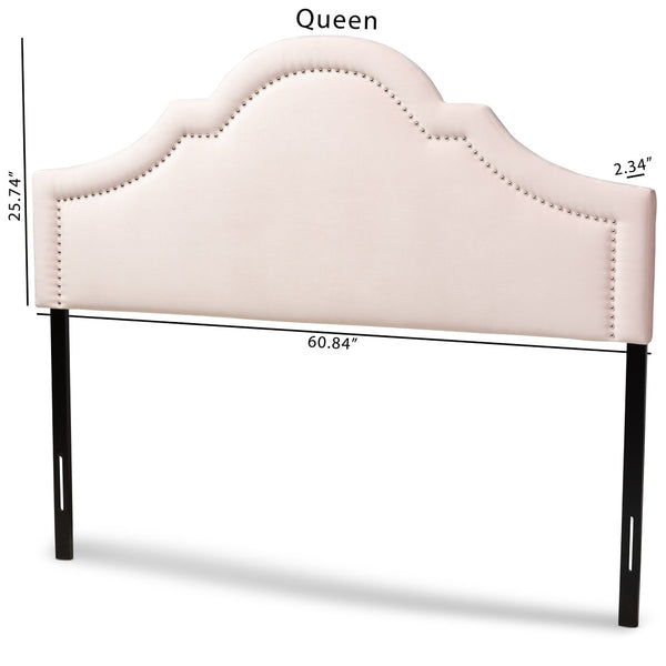 Baxton Studio Baxton Studio Rita Light Pink Velvet Headboard – Modern Adjustable Design with Glam Nailhead Trim BBT6567-Light Pink-HB-Full