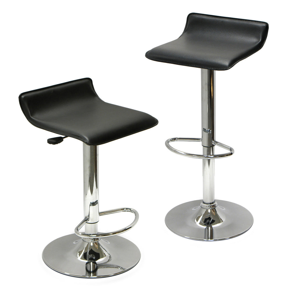 Winsome Wood Spectrum Adjustable Swivel Stool Set Of 2 - Modern Black Pvc & Chrome, Height-adjustable Comfort Black ,Metal Pvc ,Metal 93329-winsome-wood