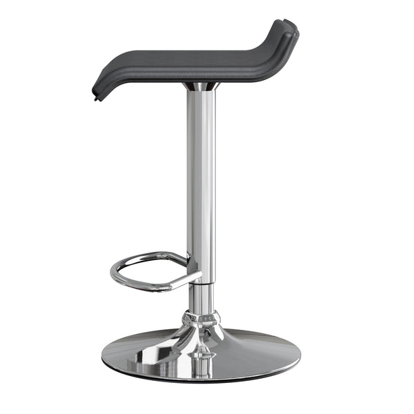 Winsome Wood Spectrum Adjustable Swivel Stool Set Of 2 - Modern Black Pvc & Chrome, Height-adjustable Comfort Black ,Metal Pvc ,Metal 93329-winsome-wood