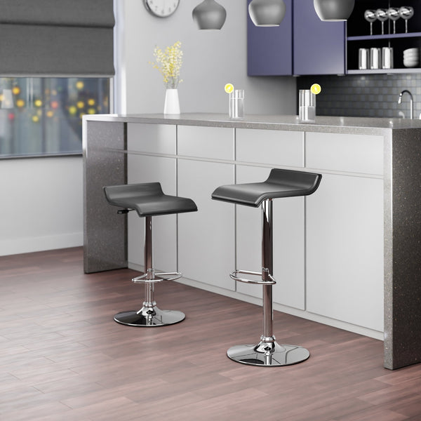 Winsome Wood Spectrum Adjustable Swivel Stool Set Of 2 - Modern Black Pvc & Chrome, Height-adjustable Comfort Black ,Metal Pvc ,Metal 93329-winsome-wood