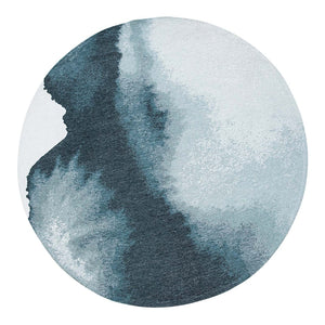 Louis de Poortere Meditation Collection Abstract Ink Blot Area Rug Coastal Teal for Serene Living Spaces Inkjet 9'6 x 9'6 120119