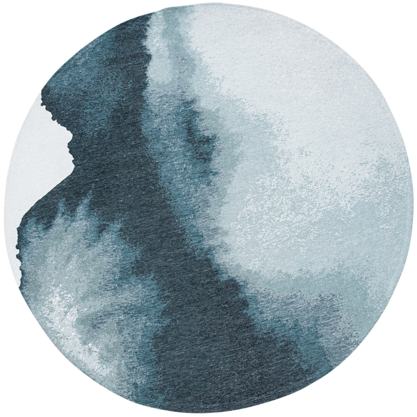 Louis de Pootere Meditation Lagoon 100% PET Poly Mechanically Woven Jacquard Flatweave Abstract Rug Inkjet 7'10"