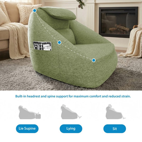 English Elm One Size Cloud Inflatable Ergonomic Couch with Headrest Five Chamber Portable Seat Olive Green B035P408429