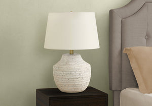 English Elm Lighting, Modern 20" Cream Concrete Table Lamp With Ivory Shade For Cozy Contemporary Spaces B2710P220146