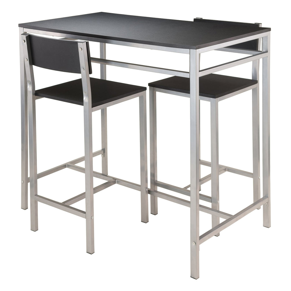 Winsome Wood Hanley 3-piece Space-saving Kitchen Table Set With Stylish Counter Stools - Modern Black & Steel Design Black ,Metal Composite Wood ,Metal 93336-winsome-wood