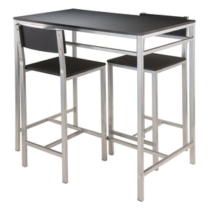 Winsome Wood Hanley 3-piece Space-saving Kitchen Table Set With Stylish Counter Stools - Modern Black & Steel Design Black ,Metal Composite Wood ,Metal 93336-winsome-wood