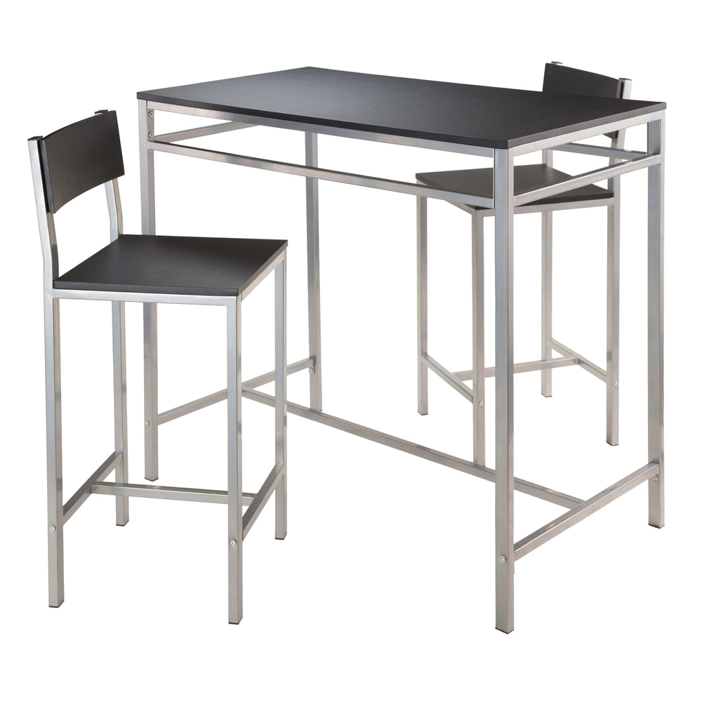 Winsome Wood Hanley 3-piece Space-saving Kitchen Table Set With Stylish Counter Stools - Modern Black & Steel Design Black ,Metal Composite Wood ,Metal 93336-winsome-wood
