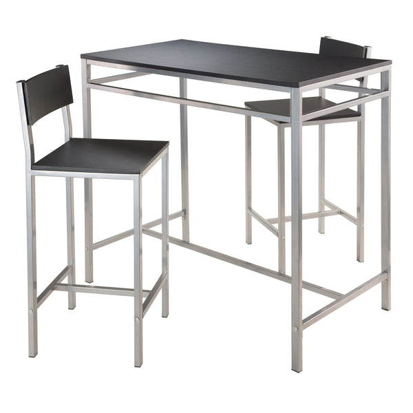 Winsome Wood Hanley 3-piece Space-saving Kitchen Table Set With Stylish Counter Stools - Modern Black & Steel Design Black ,Metal Composite Wood ,Metal 93336-winsome-wood