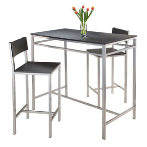 Winsome Wood Hanley 3-piece Space-saving Kitchen Table Set With Stylish Counter Stools - Modern Black & Steel Design Black ,Metal Composite Wood ,Metal 93336-winsome-wood