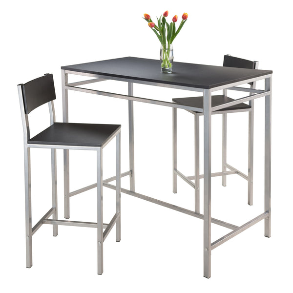 Winsome Wood Hanley 3-piece Space-saving Kitchen Table Set With Stylish Counter Stools - Modern Black & Steel Design Black ,Metal Composite Wood ,Metal 93336-winsome-wood