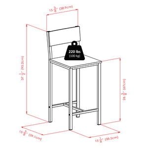 Winsome Wood Hanley 3-piece Space-saving Kitchen Table Set With Stylish Counter Stools - Modern Black & Steel Design Black ,Metal Composite Wood ,Metal 93336-winsome-wood
