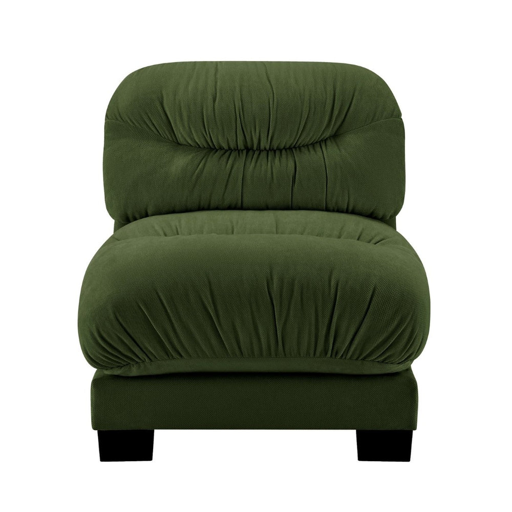 English Elm Flora Armless Chenille Sofa Pleated Back Modular Seating for Compact Living Rooms Green W5656P454493