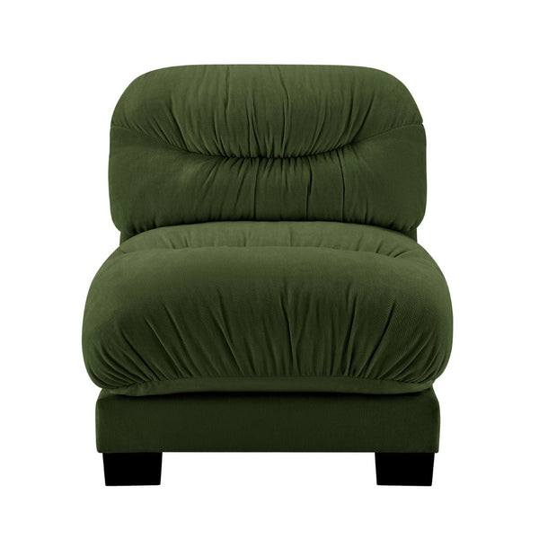 English Elm Flora Armless Chenille Sofa Pleated Back Modular Seating for Compact Living Rooms Green W5656P454493