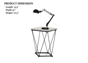 English Elm White Modern 3pc Table Set with Angular Geometric Metal Bases, Engineered Wood Surfaces, Sleek Living Room White 37 L x 35 W x 5 H B2741P391804