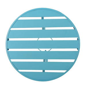 English Elm Colmar Outdoor Iron Bistro Set Powder Coated Slatted Armchairs Round Patio Table Blue 56558.00MCB