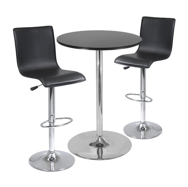 Winsome Wood Spectrum 3-piece Pub Table Set With Adjustable Swivel Stools - Modern Black & Chrome For Dining Fun Black ,Metal Composite Wood ,Metal 93345-winsome-wood