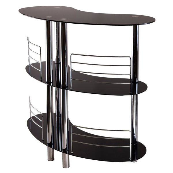 Winsome Wood Martini Entertainment Bar - Retro Black And Chrome Serving Station For Parties, Events & Home Use Black ,Metal Metal ,Glass 93347-winsome-wood