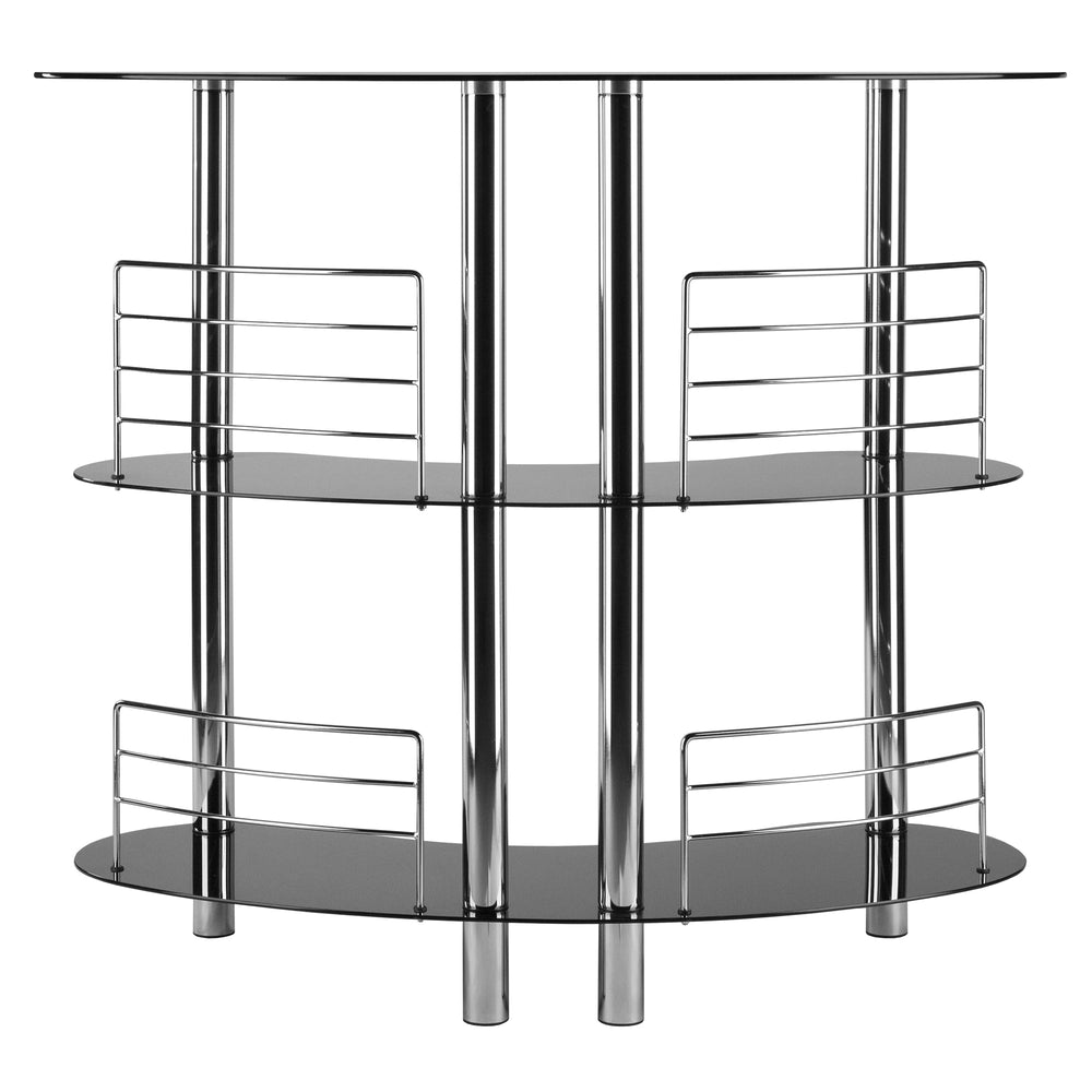 Winsome Wood Martini Entertainment Bar - Retro Black And Chrome Serving Station For Parties, Events & Home Use Black ,Metal Metal ,Glass 93347-winsome-wood