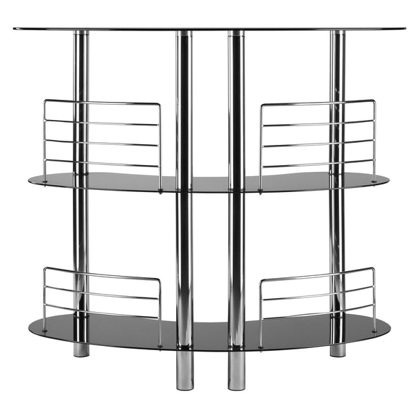 Winsome Wood Martini Entertainment Bar - Retro Black And Chrome Serving Station For Parties, Events & Home Use Black ,Metal Metal ,Glass 93347-winsome-wood