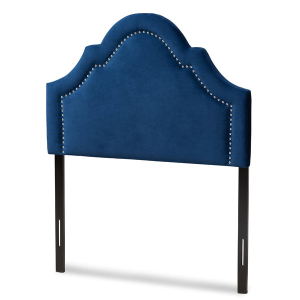 Baxton Studio Baxton Studio Rita Elegant Navy Blue Velvet Upholstered Headboard with Polished Nailhead Trim Design Twin BBT6567-Navy Blue-HB-Twin