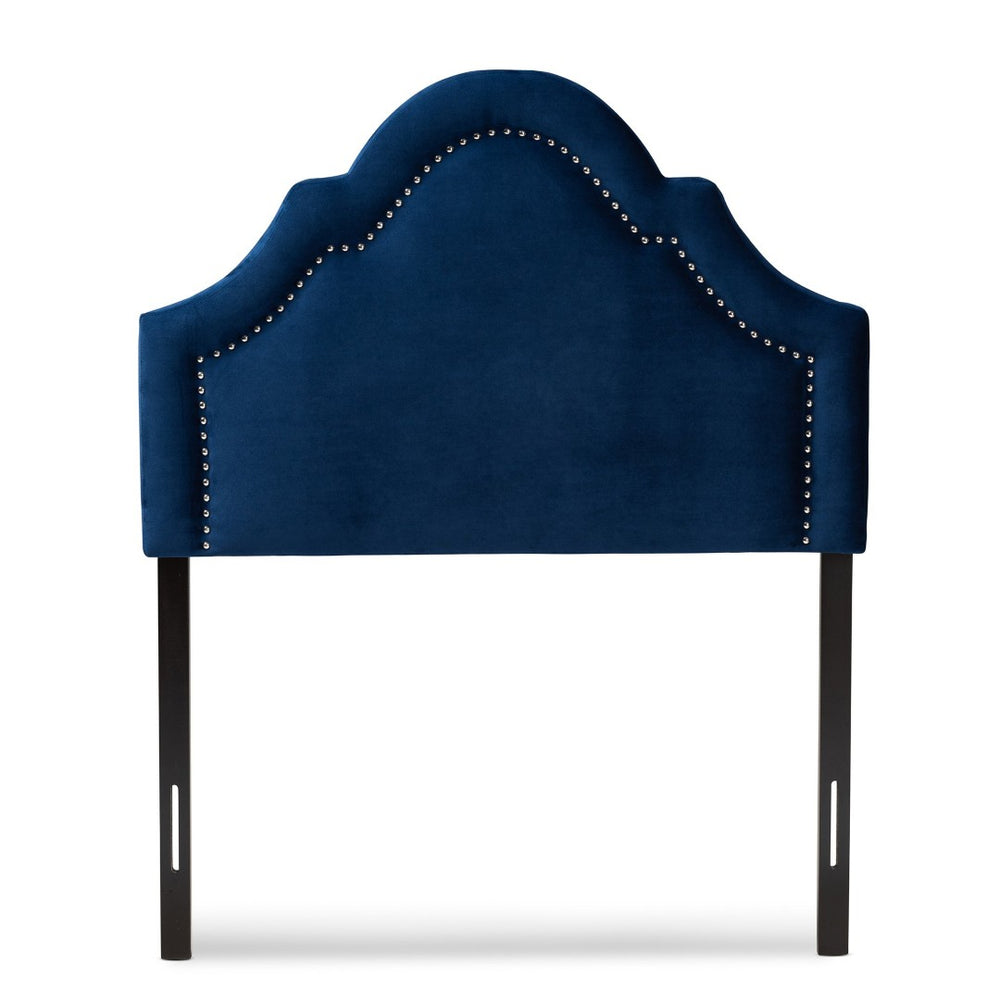 Baxton Studio Baxton Studio Rita Elegant Navy Blue Velvet Upholstered Headboard with Polished Nailhead Trim Design Twin BBT6567-Navy Blue-HB-Twin