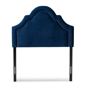 Baxton Studio Baxton Studio Rita Elegant Navy Blue Velvet Upholstered Headboard with Polished Nailhead Trim Design Twin BBT6567-Navy Blue-HB-Twin