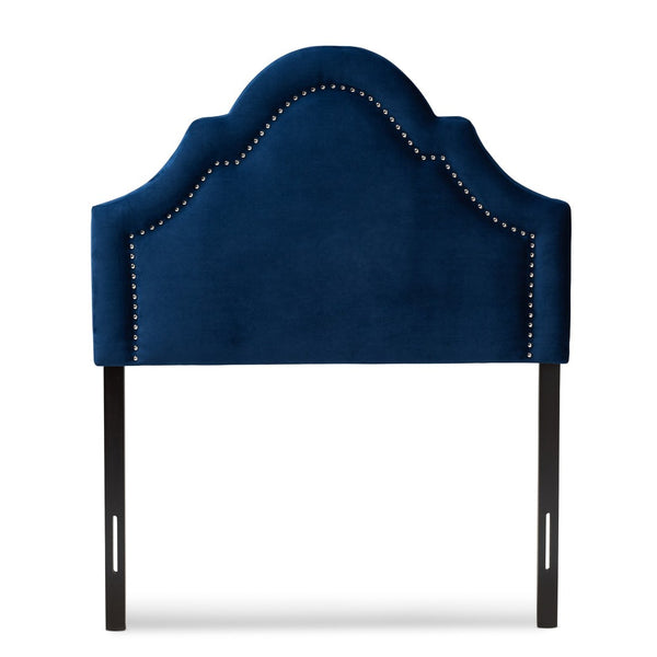 Baxton Studio Baxton Studio Rita Elegant Navy Blue Velvet Upholstered Headboard with Polished Nailhead Trim Design Twin BBT6567-Navy Blue-HB-Twin