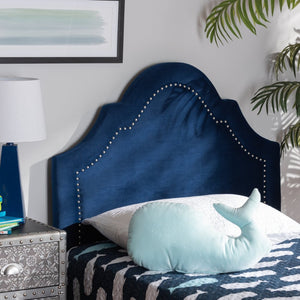 Baxton Studio Baxton Studio Rita Elegant Navy Blue Velvet Upholstered Headboard with Polished Nailhead Trim Design Twin BBT6567-Navy Blue-HB-Twin