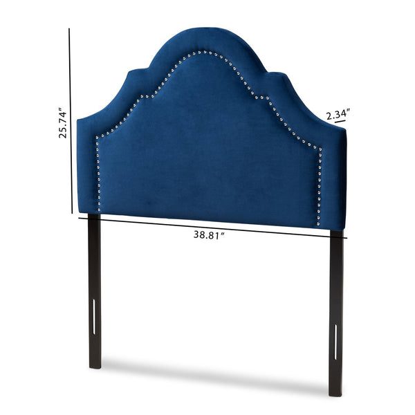 Baxton Studio Baxton Studio Rita Elegant Navy Blue Velvet Upholstered Headboard with Polished Nailhead Trim Design Twin BBT6567-Navy Blue-HB-Twin