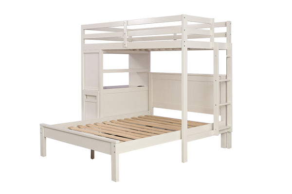 English Elm Contemporary Twin Over Full Bunk Bed With Integrated Storage, Desk & Ladder – Space-Saving Design B2741S00697