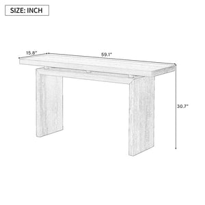English Elm U_Style Modern Ash Veneer Console Table - Sleek, Minimalist Design For Entryway & Living Room Décor N711P241324B-GIGA