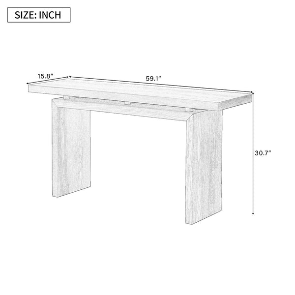 English Elm U_Style Modern Ash Veneer Console Table - Sleek, Minimalist Design For Entryway & Living Room Décor N711P241324B-GIGA