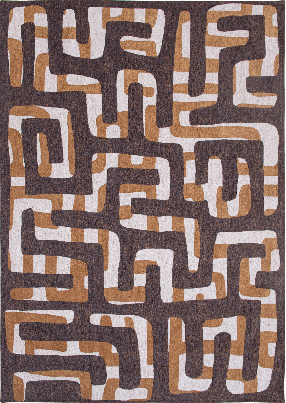 Louis de Pootere Craft Kuba 100% PET Poly Mechanically Woven Jacquard Flatweave Abstract Rug Bison 9'2" x 12'10"