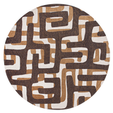 Louis de Pootere Craft Kuba 100% PET Poly Mechanically Woven Jacquard Flatweave Abstract Rug Bison 7'10"