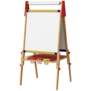 English Elm Qaba Wooden Kids Easel 3-in-1 Double-Sided Chalkboard & Whiteboard with Paper Roll, Adjustable Height W2225P249779