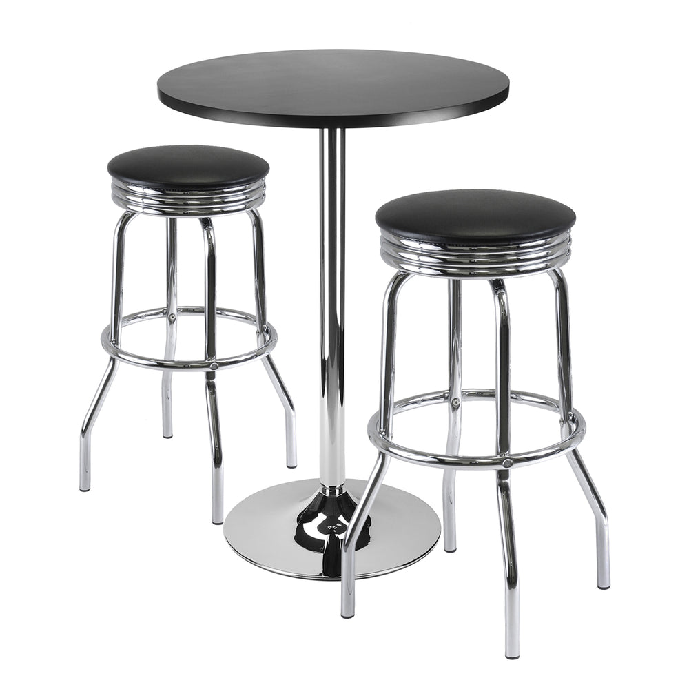 Winsome Wood Summit 3-piece Pub Table Set With Swivel Stools - Modern Black & Chrome Design For Dining & Fun Black ,Metal Composite Wood ,Metal 93362-winsome-wood